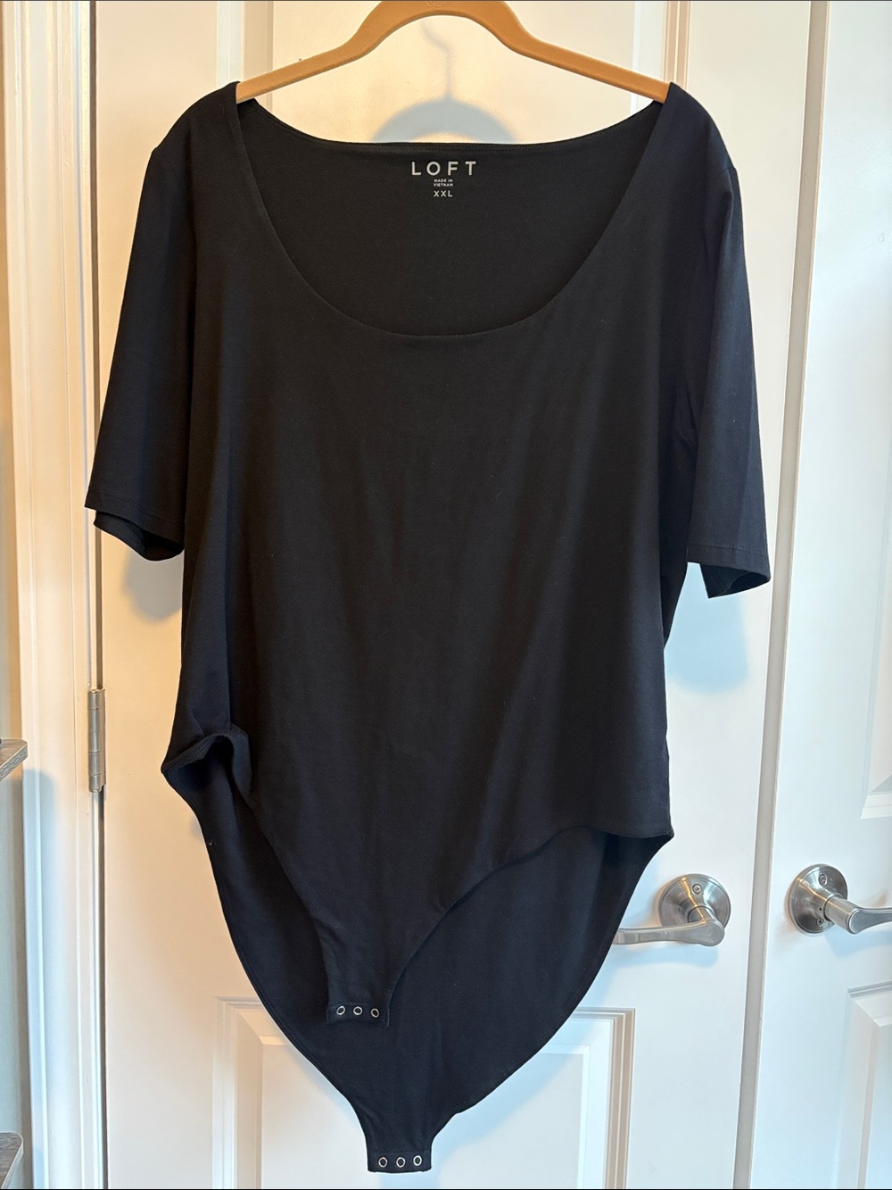 LOFT Black Scoop Neck Short Elbow Sleeve Bodysuit
